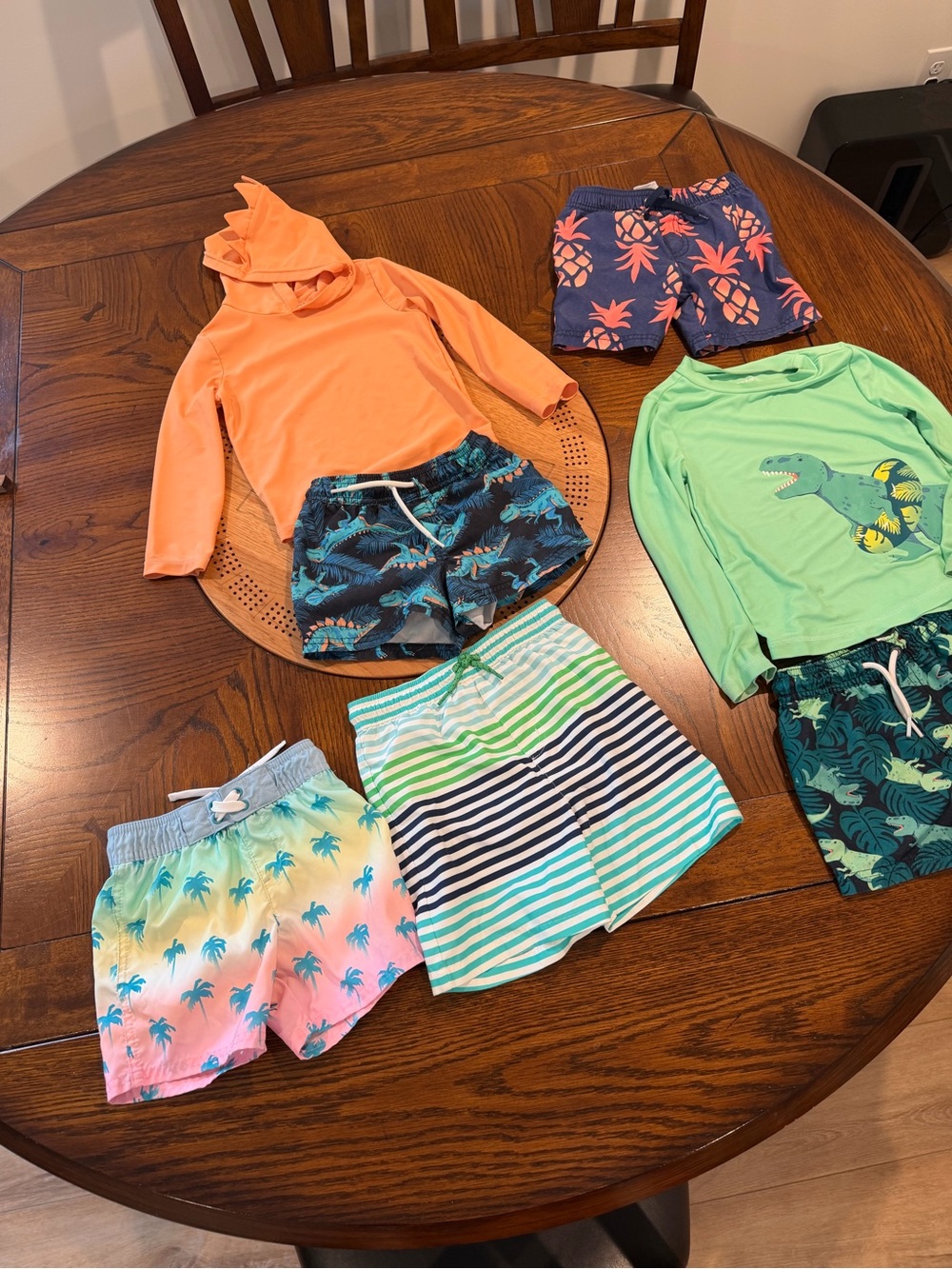Boys 3T Swim Set Bundle - Bright Multi-Color Shorts & Rash Guards